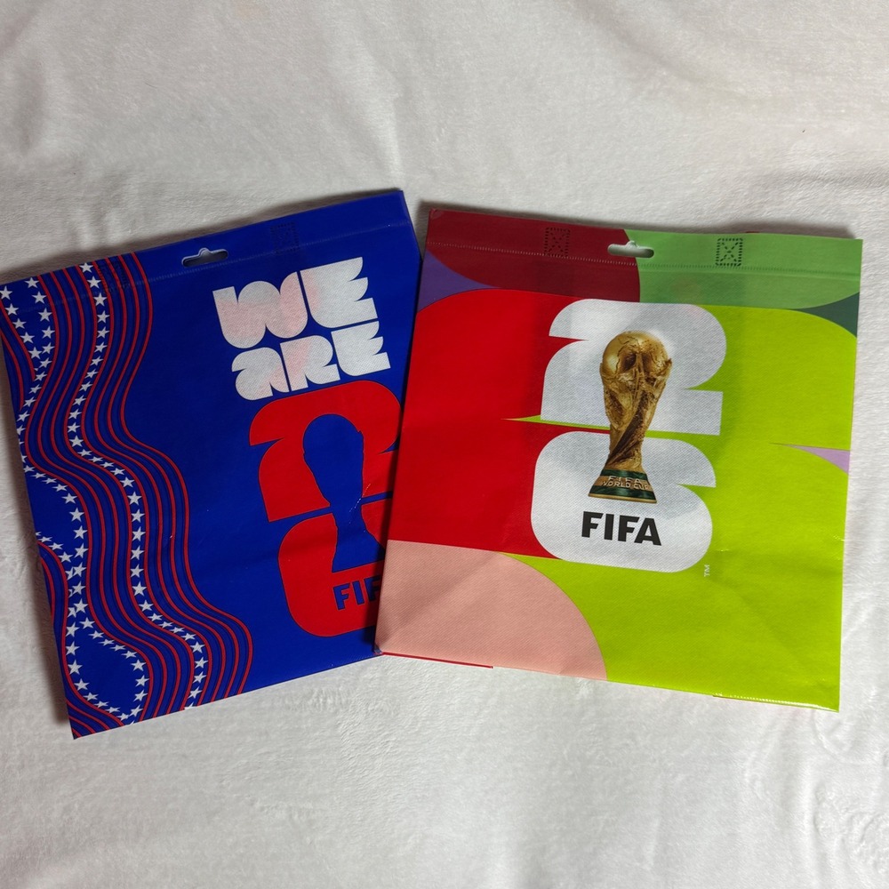 2-Piece FIFA World Cup 2026 Reusable Tote Bags Soccer Shopping Bag NWT Official